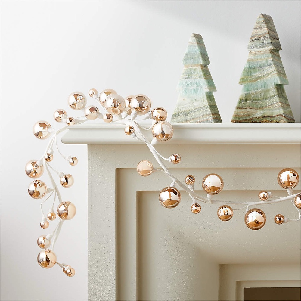 CB2 Mini Champagne Gold Ball Holiday Garland 72"